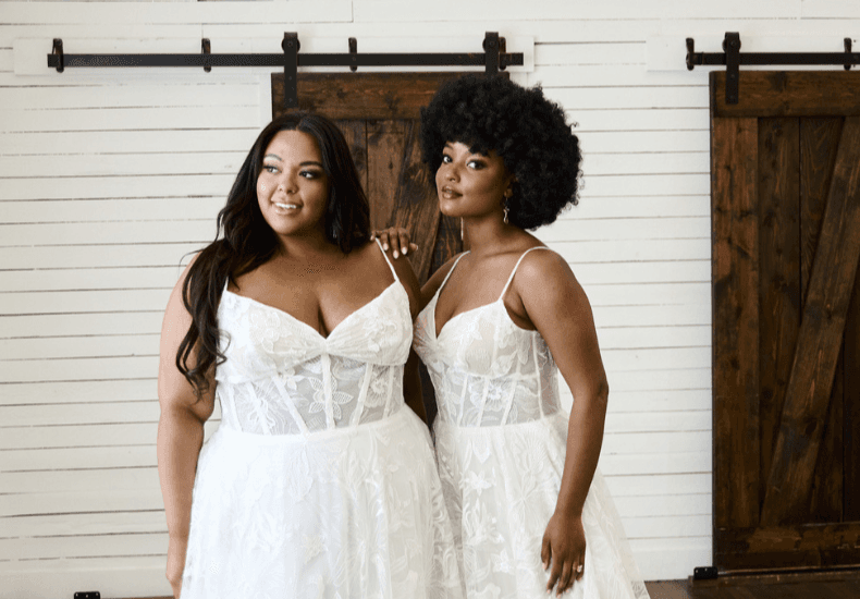 Picture of two brides happy in white dresses